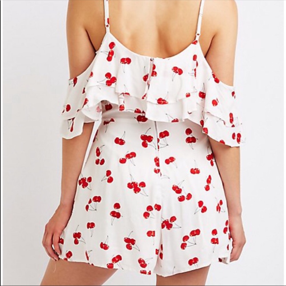 Cherry White Romper - Picture 2 of 3